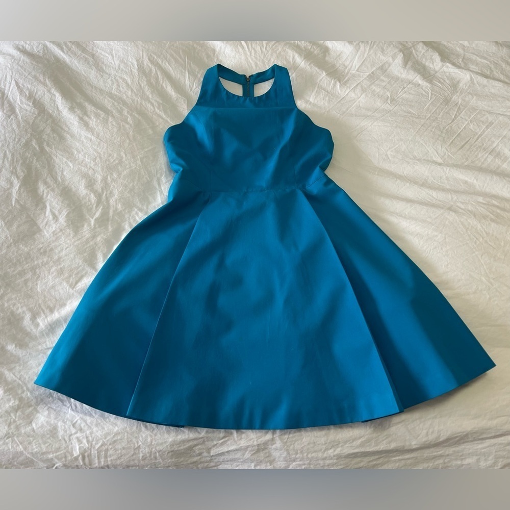 Alice + Olivia | Women’s SZ 4 | Blue High Neck T Back Fit Flare Mini Dress